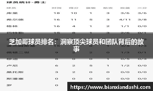 芝加哥球员排名：洞察顶尖球员和团队背后的故事